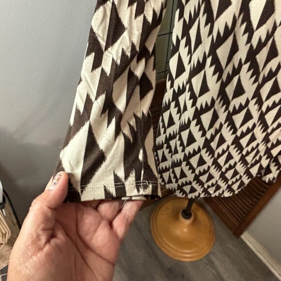 J. Jill Wearable Collection Faux Wrap Dress Tan And Brown Geometric Dress Size L - Picture 7 of 13